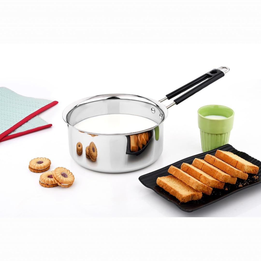 VINOD Stainless Steel Royal Saucepan with Long Side Handle, Tea/Milk Pan, Capacity 1800ml (No 11)