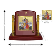 DIVINITI 24K Gold Plated Religious Car Dashboard Frame | Premium God Idol Frame for Car, Home Mandir & Office Table | Spiritual Gift, Decorative Showpiece | Shiva And Parvati