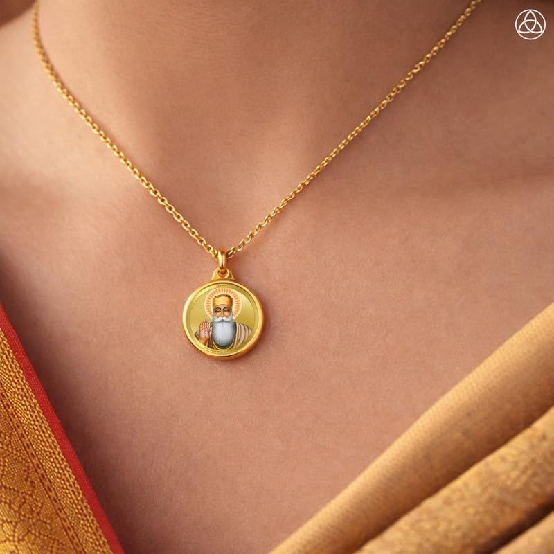 DIVINITI 24K Gold Plated Double-Sided Religious Pendant with Premium Gift Box, Spiritual Locket for Men & Women, Devotional Jewellery for Gifting & Everyday Wear | Guru Nanak & Golden Temple