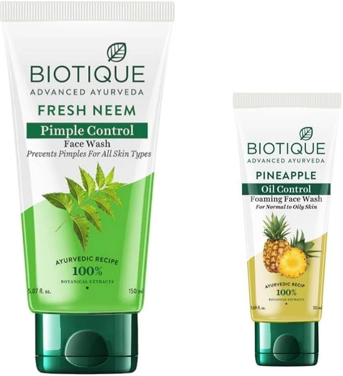BIOTIQUE Fresh Neem 150ml & Pineapple 50ml. Face Wash (200 ml)