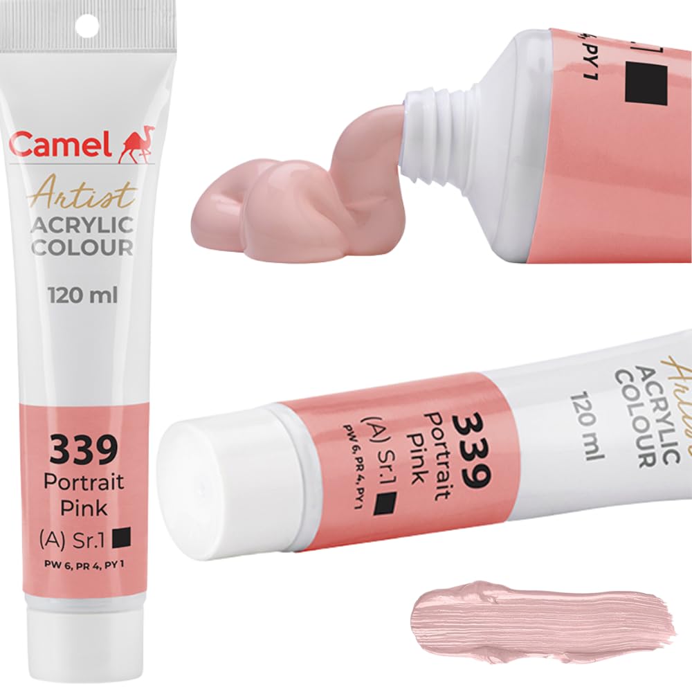 Camel Camlin Kokuyo Artist Acrylic Colour Tubes 120ml Portait Pink 339