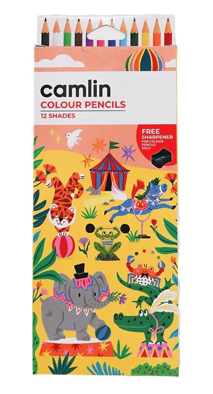 Camel Camlin Colour Pencils – 12 Multicolor Shades (1 Set of 12) – Triangular Grip, Soft Break-Resistant Leads, Bright Vibrant Colours for Kids & Artists