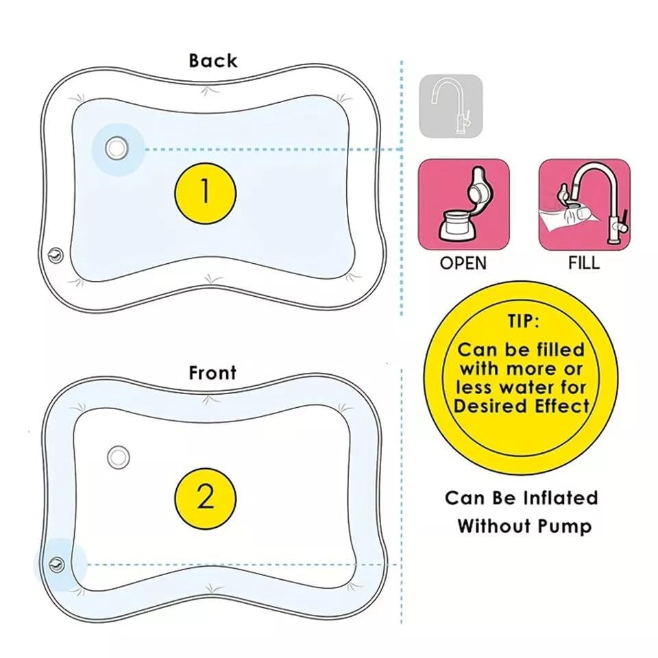 Toy Imagine Tummy Time Water Mat for Babies | Sensory Play Gym for 6-12 Months | Newborn Baby Essentials | Water-Filled Activity Mat | Baby Gifts | Pack of 1