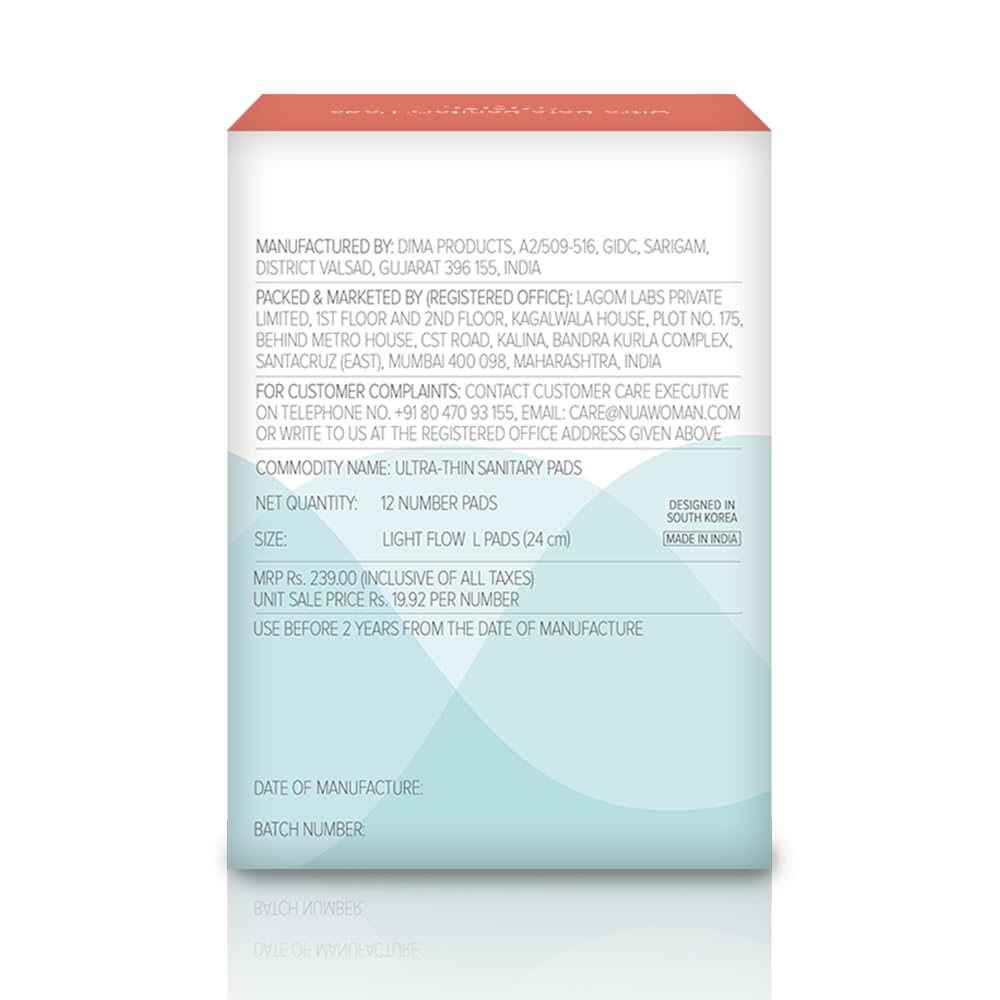 Nua Ultra-Safe Sanitary Pads For Women | 12 Ultra Thin Pads | Light-L | Safe on Skin | Toxic-Free & Rash-Free | Unscented | Leakproof | With 12 Secure Shield Covers| Made Safe (Pack of 3)