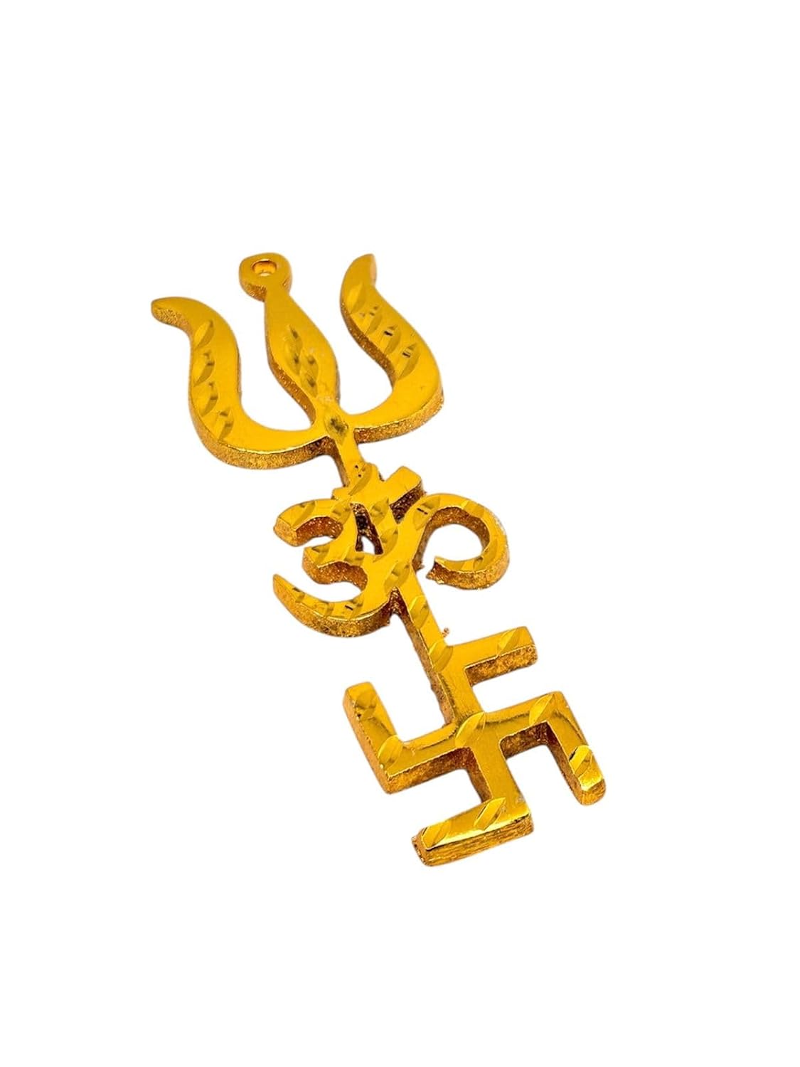 RUDRADIVINE Ashtdhatu Tri Shakti Yantra Om Swastik Trishul Vastu Sticker for Home Entrance, Protection, Prosperity & Positive Energy Symbol (4 Inches)