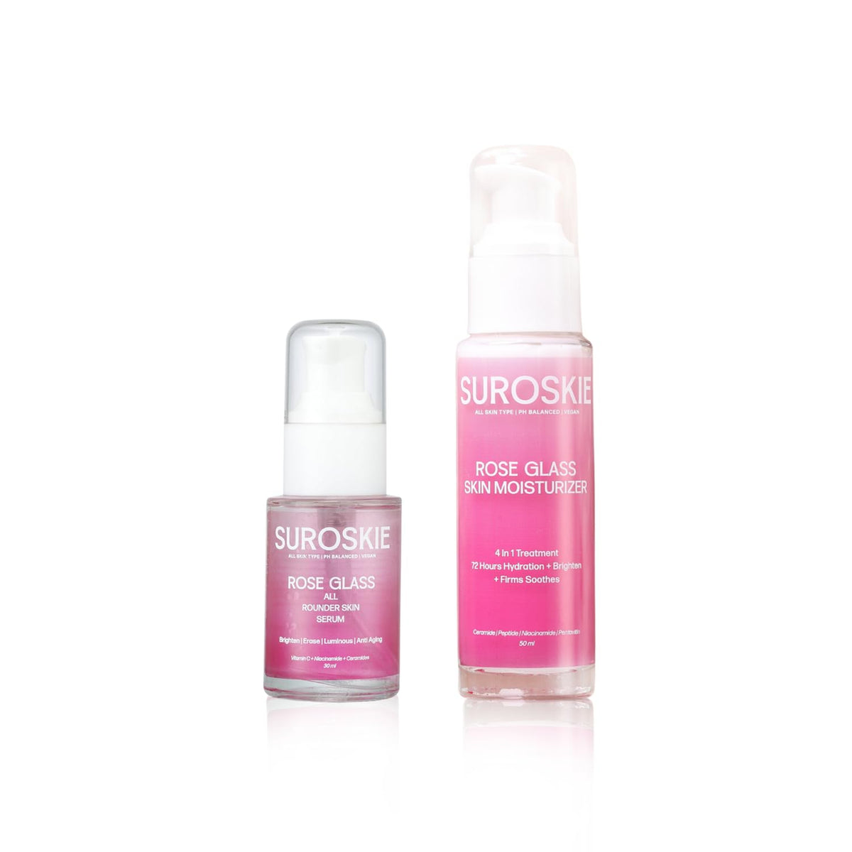 Suroskie Hydra Youth Buster Duo (Pack Of 2) | Rose Glass Skin Moisturizer (50Ml) + All Rounder Skin Serum (30Ml) | 4 In 1 Moisturizer For Glowing Skin | Helps To Improve Pigmentation | All Skin Types