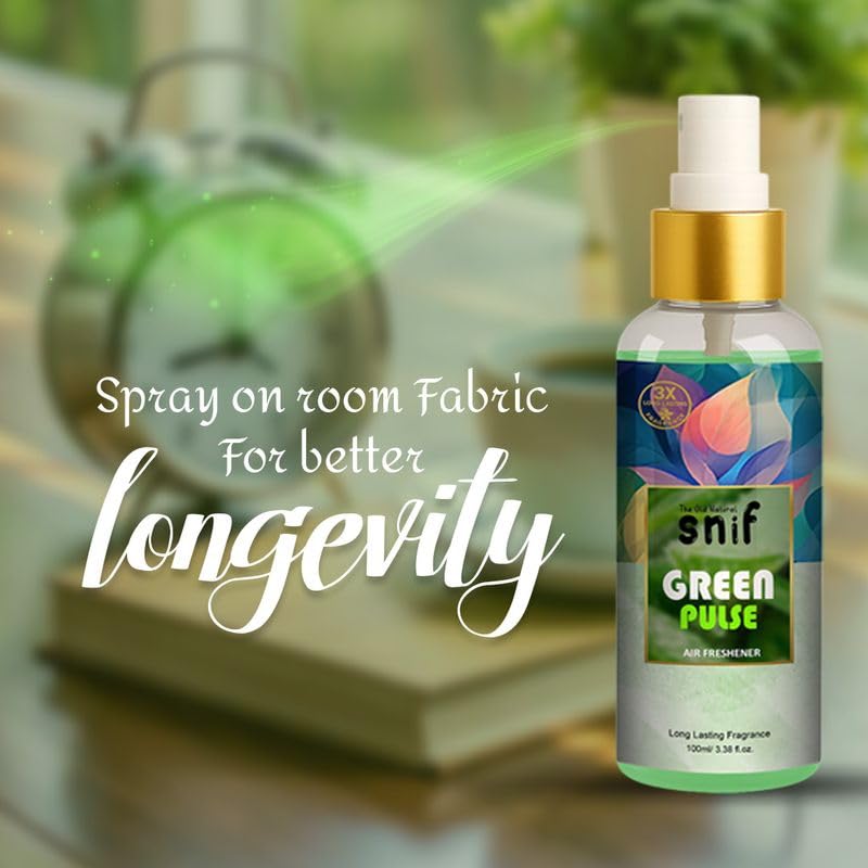 The Old Natural Snif Memory Mist & Green Pulse Air Freshener Spray – 200ml | Uplifting Floral Aroma, Natural Air Freshener for Home, Office & Car Pack of 2 - Combo