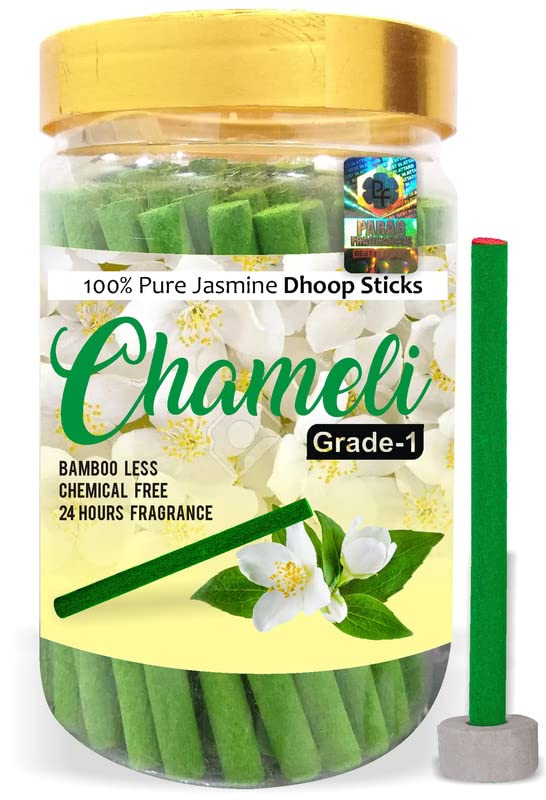 Parag Fragrances Natural Dhoop Sticks Jar 200 Gram/No Bamboo - No Chemical Dhoop Sticks of (Chemeli)