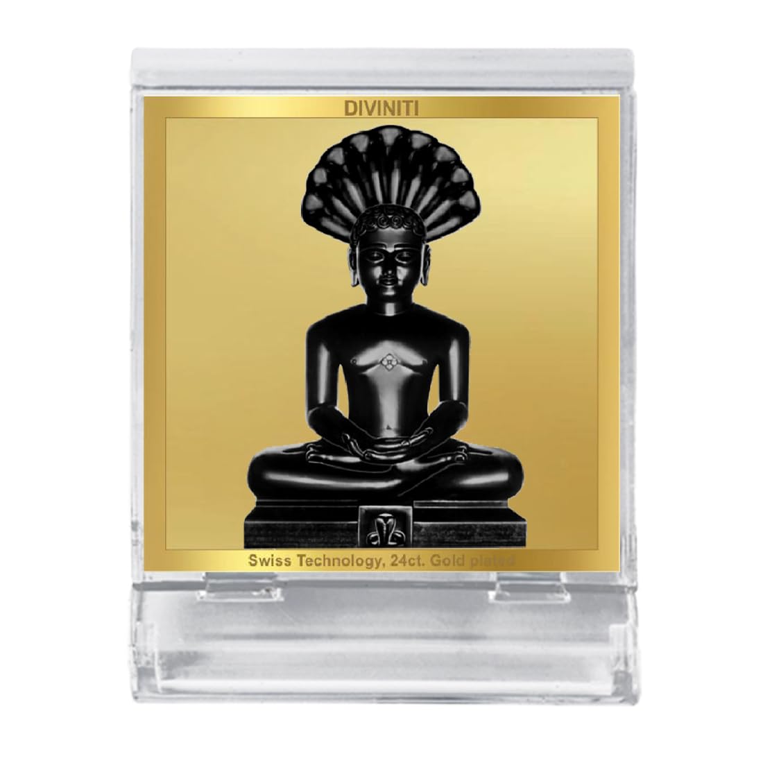 DIVINITI 24K Gold Plated Religious Car Dashboard Frame | Premium God Idol Frame for Car, Home Mandir & Office Table | Spiritual Gift, Decorative Showpiece | Parshvanath