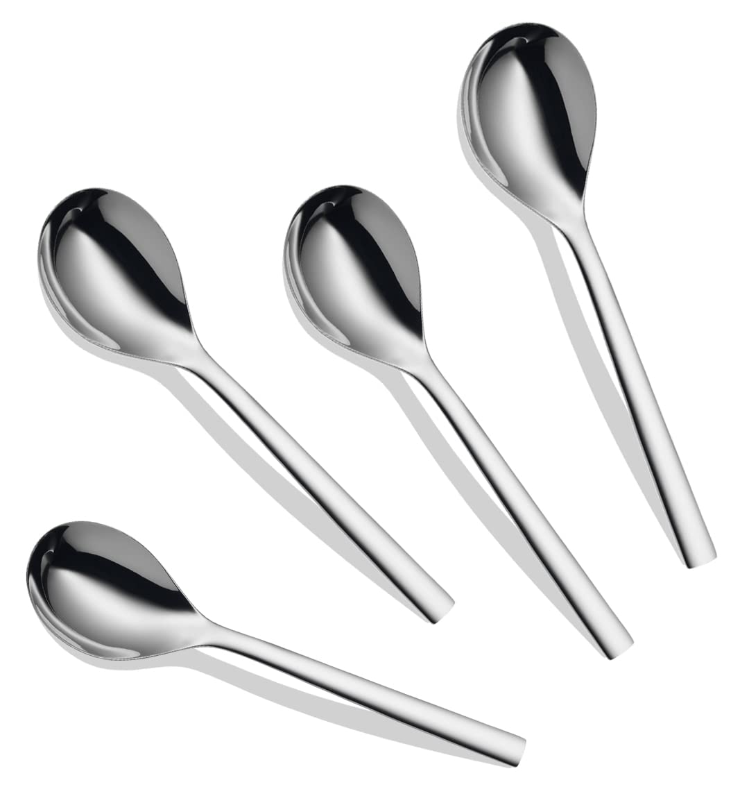 Parage 4 Pieces Stainless Steel Serving Spoon Set for Dining Table/Kitchen, Big Cooking Spoons Set, 21 cm Length Chamcha, Dining Tableware Set of 4, Silver