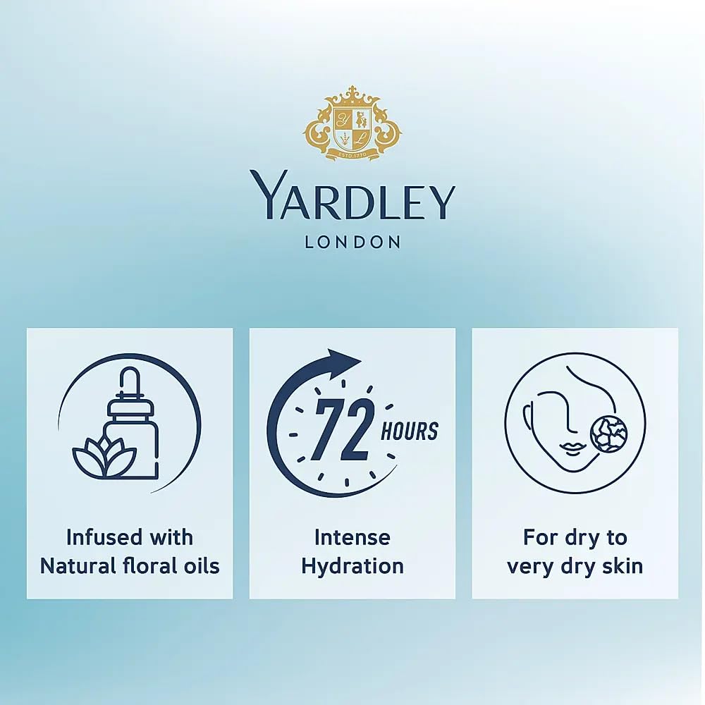 Yardley London Satin Smooth Moisturizing Body Lotion 72H Intense Hydration Infused With Natural Floral Oil Soft Skin Dry To Very Dry Skin 400ml
