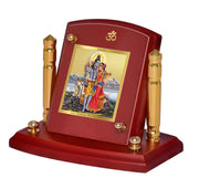 DIVINITI 24K Gold Plated Religious Car Dashboard Frame | Premium God Idol Frame for Car, Home Mandir & Office Table | Spiritual Gift, Decorative Showpiece | Shiva And Parvati