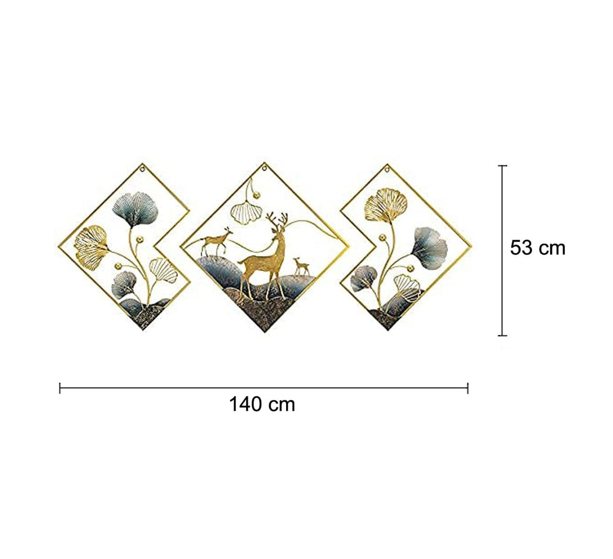 DSH CRAFTING YOUR CURIOSITY Metal Wall Decor Gold Metal Leaf Wall Hanging Sculpture for Home Decoration Set of 3 (02-DEAR-BLU-3P)