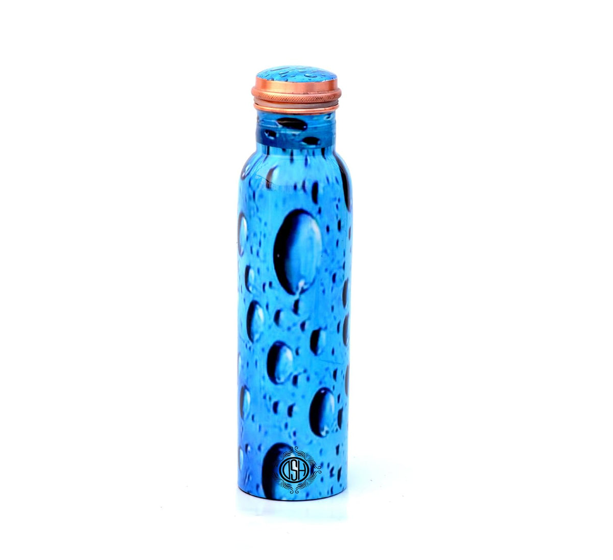 DSH Copper Bottles for Water Printed with Art Work, Travelling Purpose Bottles, Yoga Ayurveda Healing, 1000 ML (Design SM 7)