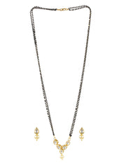 Priyaasi Kundan Pearl Black Bead Gold-Plated Mangalsutra