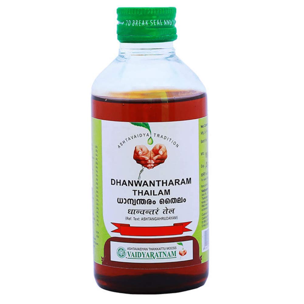 Vaidyaratnam Dhanwantharam Thailam 200 ml (Pack Of 2) Ayurvedic herbal products, Ayurvedic Organic products, Vaidyaratnam Products