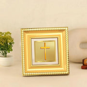 DIVINITI Holy Cross 24K Gold Plated Foil Tabletop Photo Frame for Home Décor, Prayer Room, Luxury Gifting | DG Frame 015 S1A (10x10 CM)