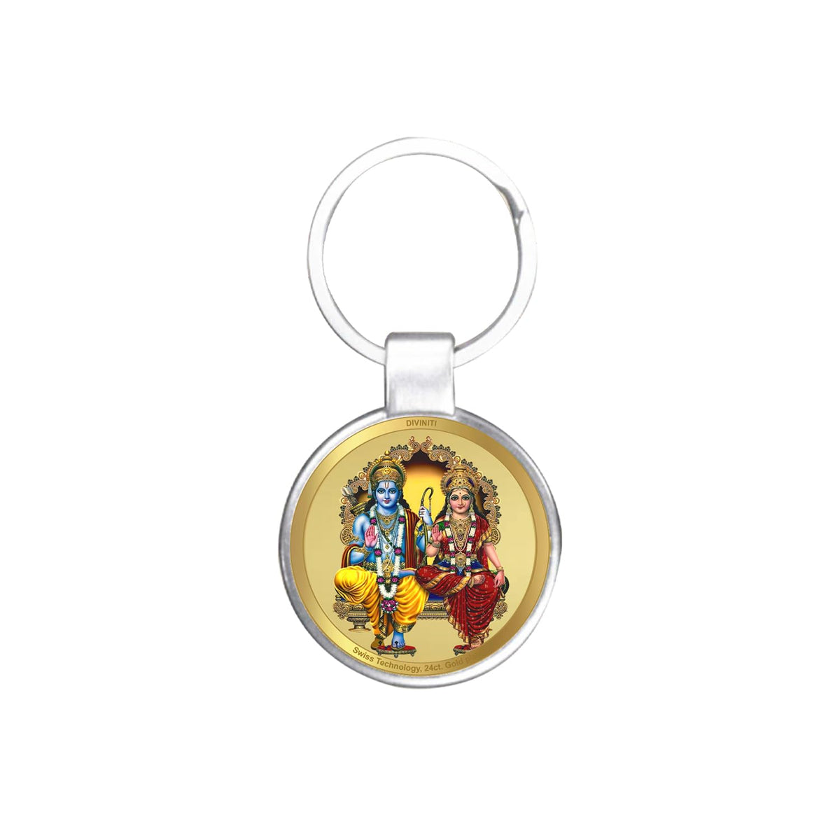 DIVINITI 24K Gold Plated Key Chain with Metallic Ring|Key Chains For Premium Gift All Vehicles Car Bike Scooty|Durable Key Ring For Men Women and Kids