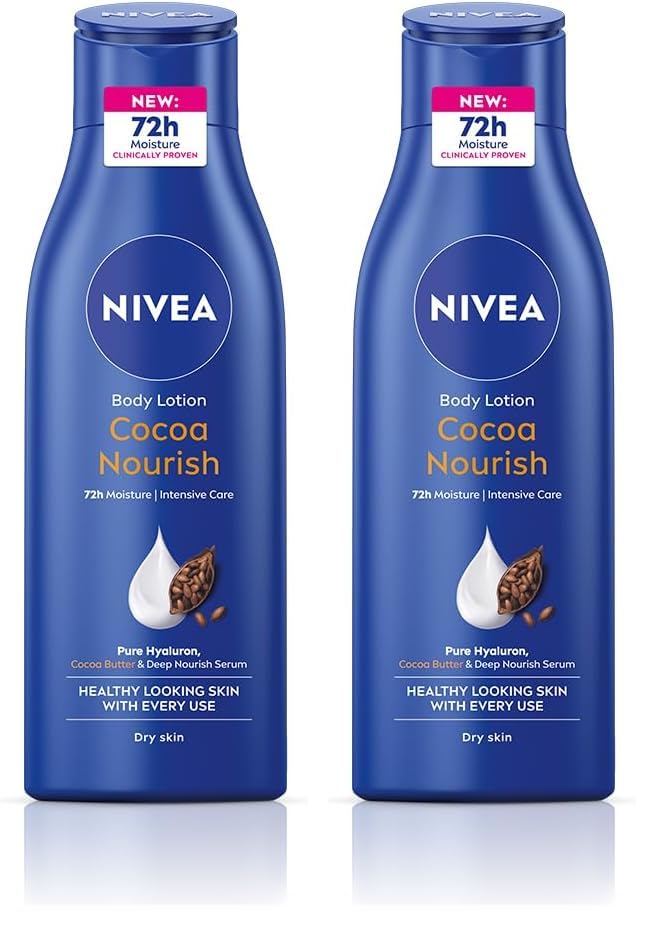 NIVEA Cocoa Nourish 200ml Body Lotion with Deep Moisture Serum| 48 H Moisturization | With Cocoa Butter & Coconut Oil | Non Greasy & Healthy Looking Skin |For Very Dry Skin (Pack of 2)