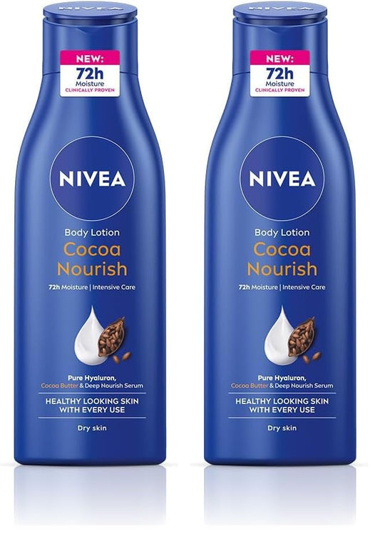NIVEA Cocoa Nourish 200ml Body Lotion with Deep Moisture Serum| 48 H Moisturization | With Cocoa Butter & Coconut Oil | Non Greasy & Healthy Looking Skin |For Very Dry Skin (Pack of 2)