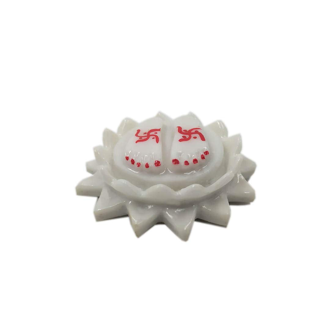 SHINDE EXPORTS Marble Lotus Charan Paduka for Puja (6 cm, White)