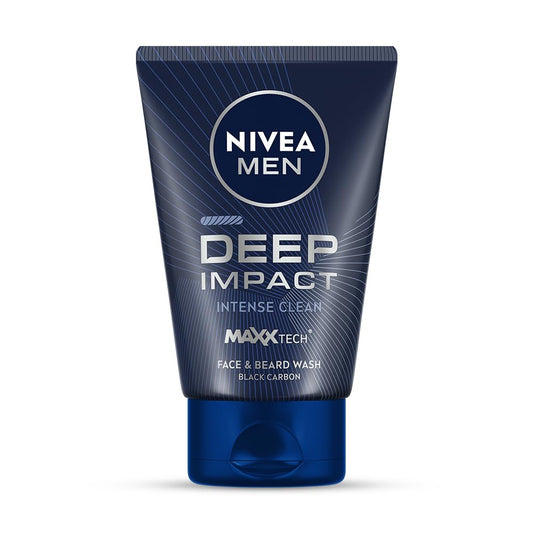 NIVEA MEN Deep Impact Face Wash 100g | With Black Carbon | Intense Clean, For Beard & Face | Removes Oil and Impurities