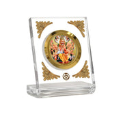 DIVINITI 24K Gold Plated Lord Narasimha Acrylic Frame for Car Dashboard, Home Temple & Office Table | Premium Spiritual Gift, Blessings for Protection & Positivity, 8x7 cm Decorative Showpiece
