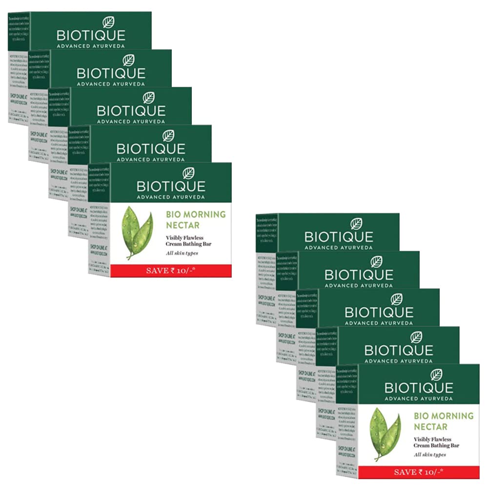 Biotique Bio Morning Nectar Flawless Cream Bathing Bar, 150g (Pack of 10)