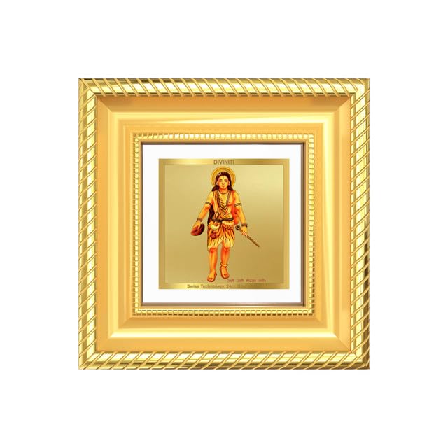 DIVINITI Baba Gorakhnath 24K Gold Plated Foil Tabletop Photo Frame for Home Décor, Puja Room, Luxury Gifting | DG Frame 015 S1A (10x10 CM)