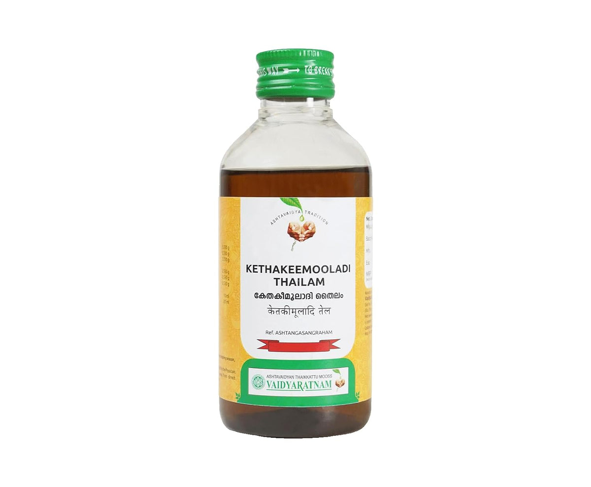 Kethakeemooladi Oil | Ayurvedic External Oil for Cervical Spondylosis, Osteoarthritis & Vata Imbalance | Herbal Thailam by VAIDYARATNAM