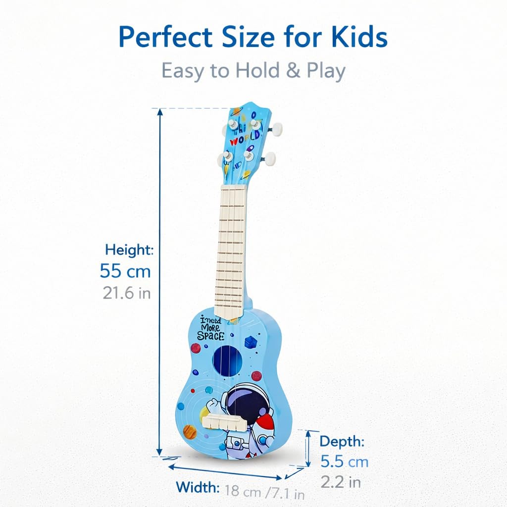 Toy Imagine™ Toy Guitar for Kids | 4 String Ukulele Guitar for Beginners | Musical Instrument Toy Gift for Boys Girls Age 3–10 |Toddlers & Children (21-Inch Space)