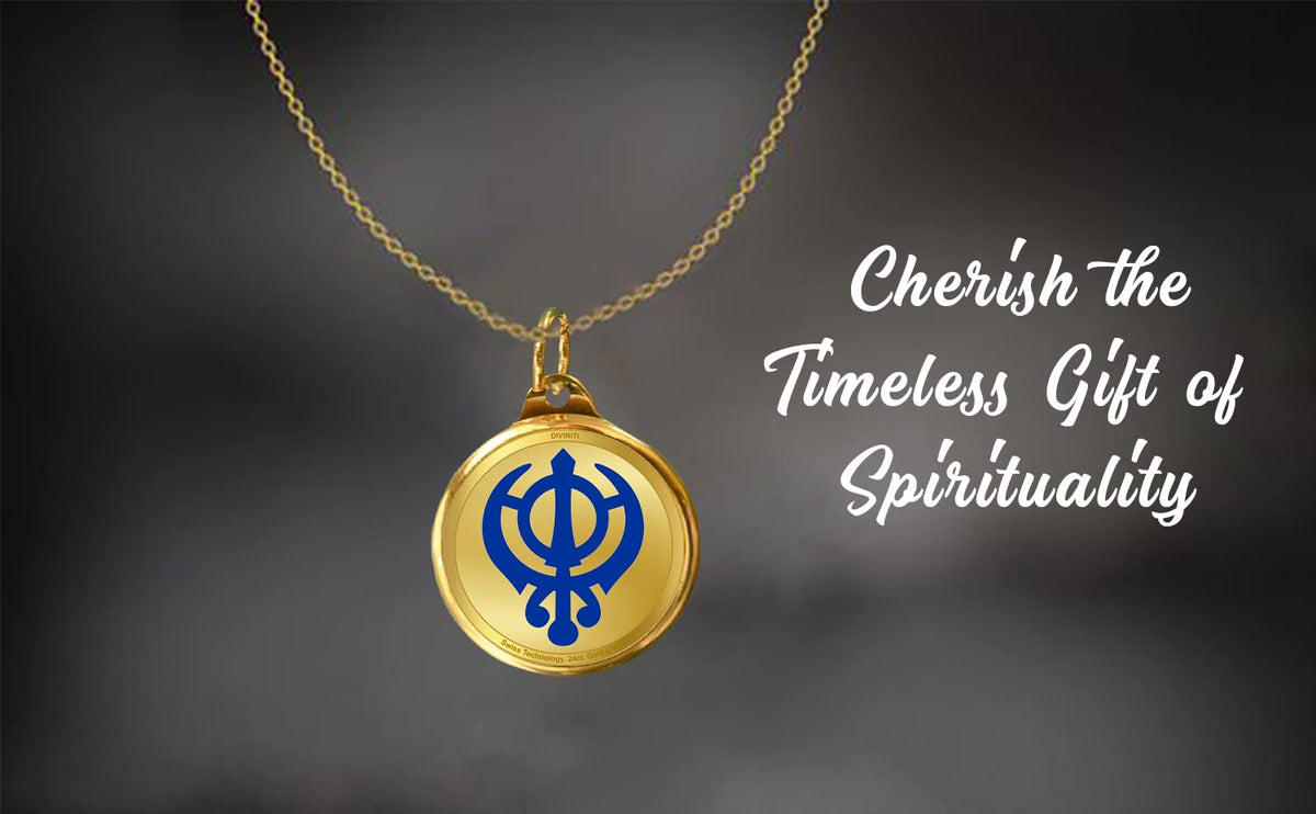 DIVINITI 24K Gold Plated Double-Sided Religious Pendant with Premium Gift Box, Spiritual Locket for Men & Women, Devotional Jewellery for Gifting & Everyday Wear | Khanda Sahib & Ek Onkar