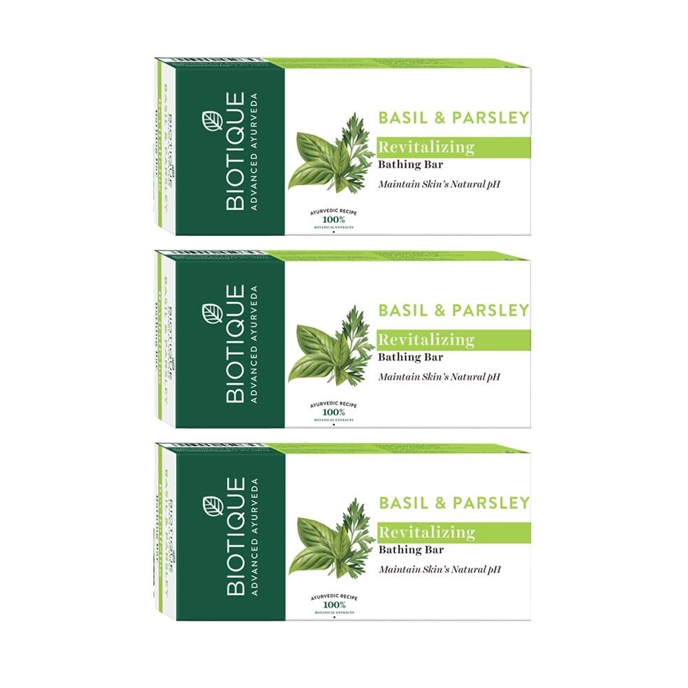 Biotique Basil & Parsley revitalizing Bathing Bar 150g x 3