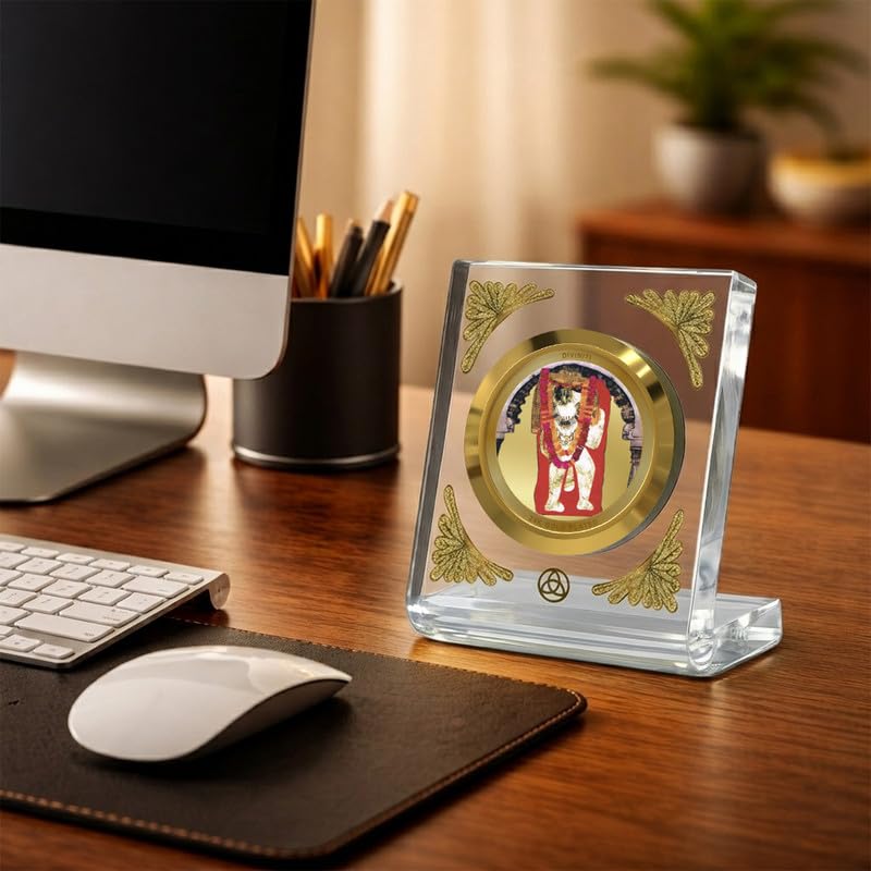 DIVINITI 24K Gold Plated Religious Car Dashboard Frame | Premium God Idol Frame for Car, Home Mandir & Office Table | Spiritual Gift, Decorative Showpiece | Mehndipur Balaji