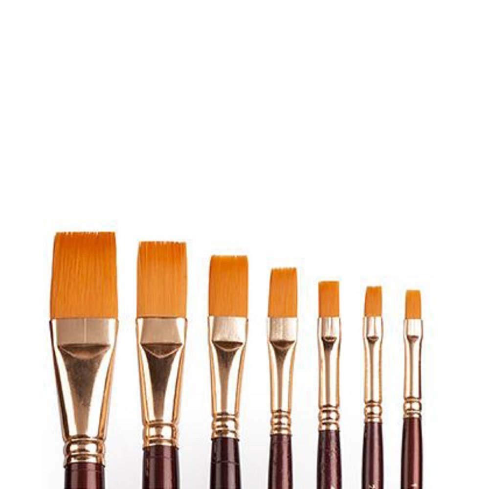 Camel Camlin Kokuyo Acrylic Ultra Colors-10 Ml Each, 6 Shades, Assorted & Wood Paint Brush 67 - Flat Synthetic Gold, Set Of 7