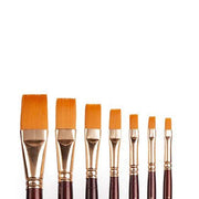 Camel Camlin Kokuyo Acrylic Ultra Colors-10 Ml Each, 6 Shades, Assorted & Wood Paint Brush 67 - Flat Synthetic Gold, Set Of 7