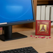 DIVINITI Intima Pure 24K Gold Plated Lord Mahavira Jain Sacred Frame – Luxury Home, Office & Prayer Décor | Premium Gold Foil Artwork in MDF Frame | Table Top Display (16 X 13.5 CM)