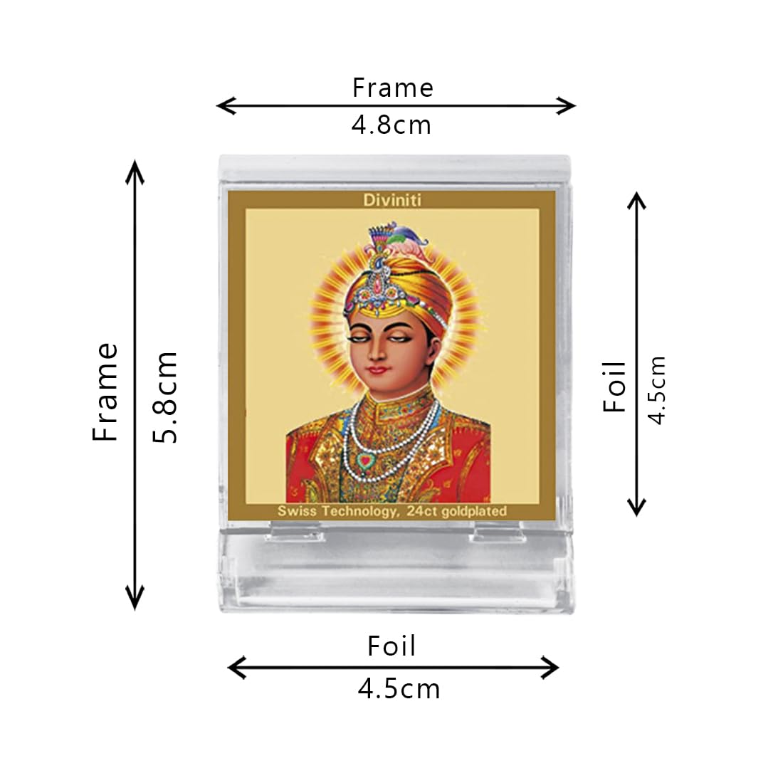 DIVINITI 24K Gold Plated Acrylic Shri Guru Harkrishan Sahib Ji Dashboard Idol | Premium Sikh Spiritual Gifting Item for Peace, Blessings & Positivity | Luxury Religious Decor for Car, Office & Home