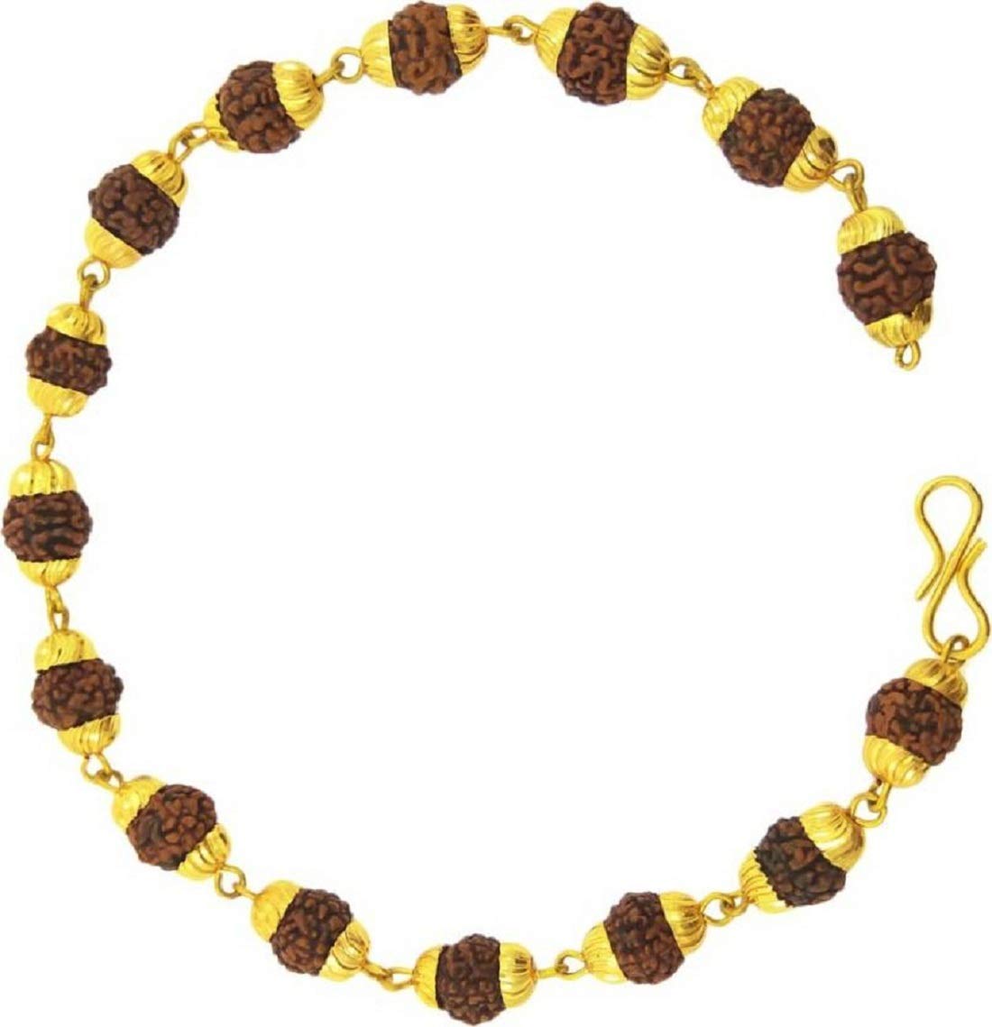 ASTRODIDI Rudraksha Bracelet of 5 Mukhi Beads and Brass Cap for Men & Women