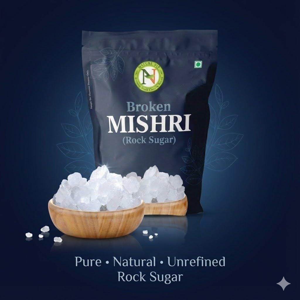 NatureVit Broken Mishri 400 Gram | Rock Sugar Crystals | Pure & Natural Mishri Tukda | No Thread | Ideal for Prasad, Digestion & Sweet Cravings