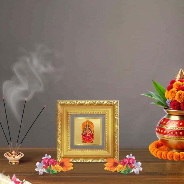 DIVINITI Sarada Devi 24K Gold Plated Foil Tabletop Photo Frame for Home Décor, Puja Room, Living Room, Office, Luxury Gifting | DG Frame 103 S1A (10x10 CM)