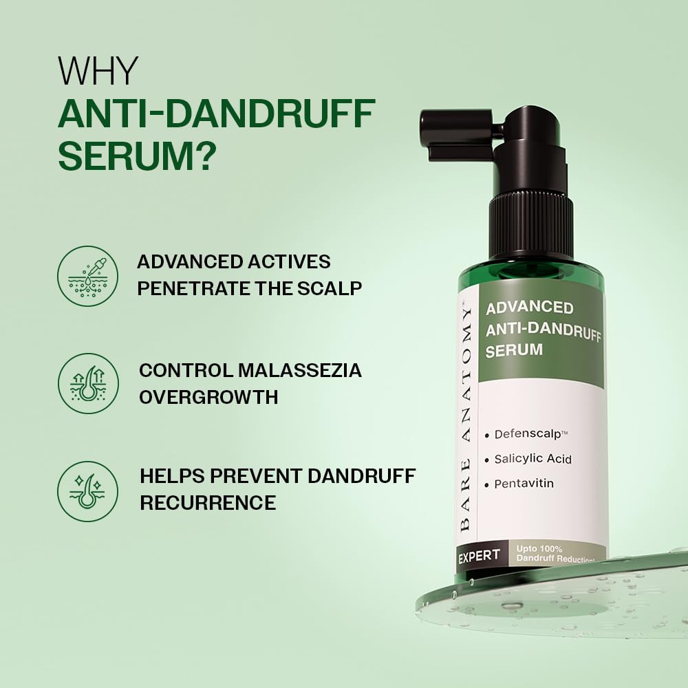 Bare Anatomy Advanced Anti-Dandruff Serum | Helps Reduce Dandruff | Defenscalp™ + Salicylic Acid + Pentavitin | Lightweight, Non-Sticky Scalp Serum | For Men & Women | 50 ml