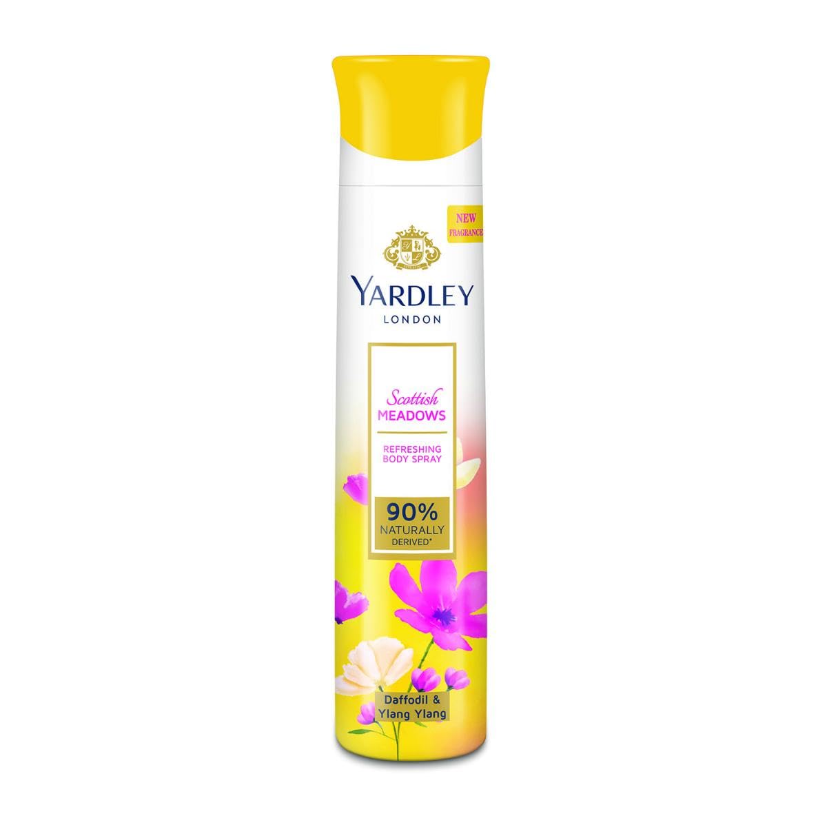 Yardley London Scottish Meadows Refreshing Body Spray| Daffodil & Ylang Ylang Fragrance| Deodorant Body Spray For Daily Use| Deodorant For Women| 90% Naturally Derived| 150ml