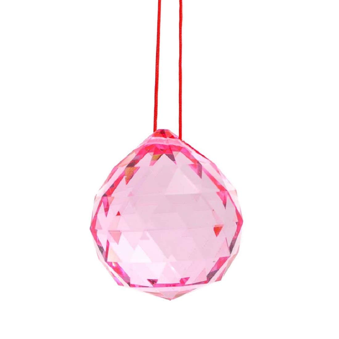 Astrodidi Pink Crystal Ball Hanging Feng Shui Sphatik Prism Ball 40mm for Positive Energy