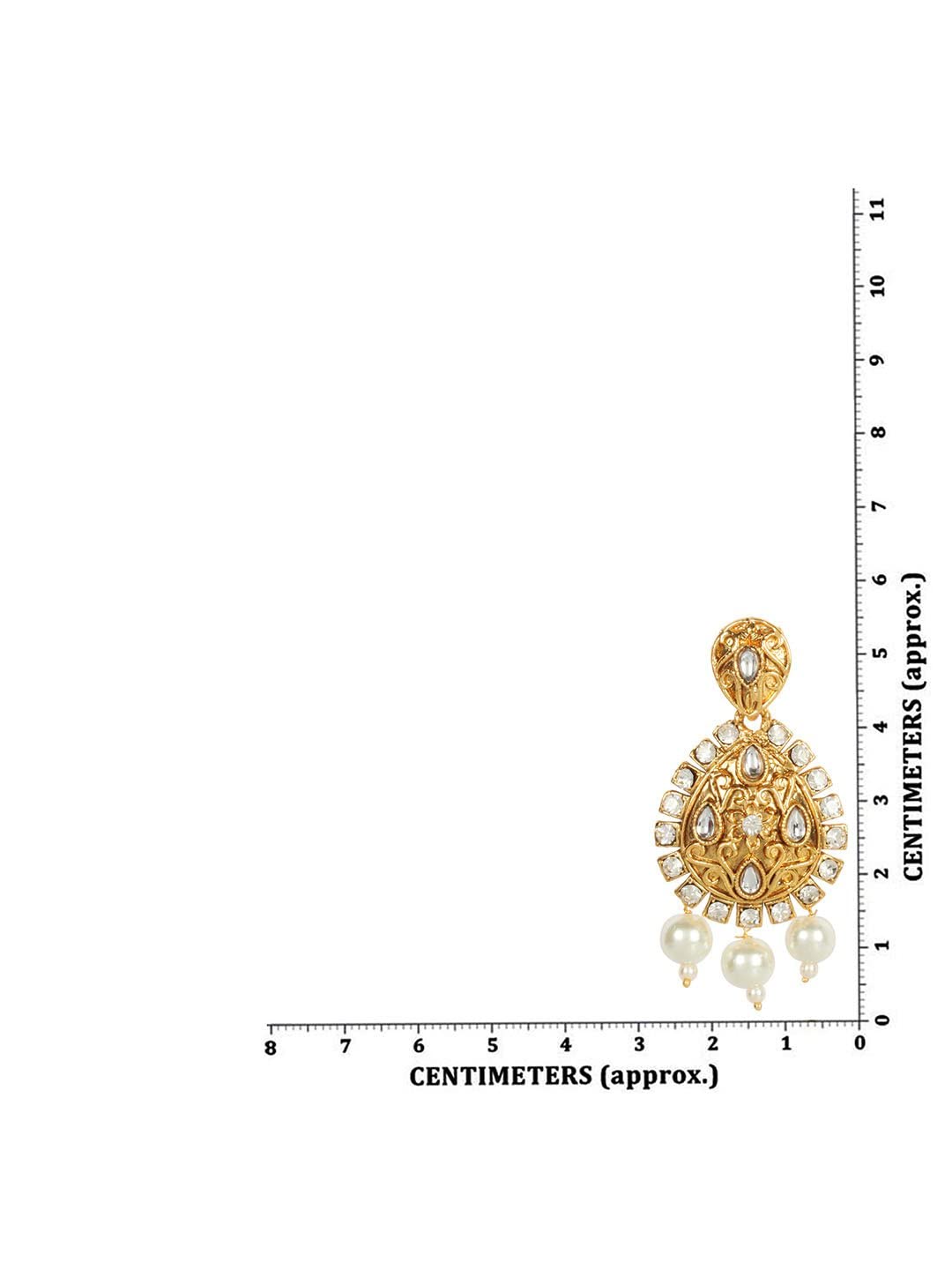 Priyaasi Gold-Plated AD & Kundan Studded Floral Pattern Teardrop Shaped Earrings