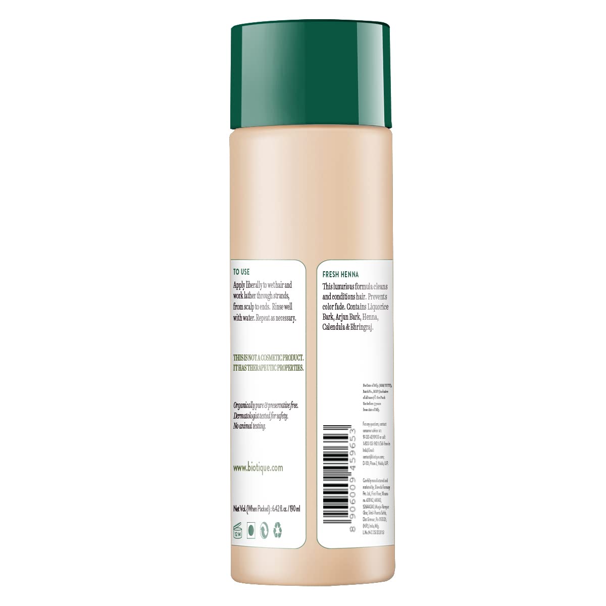 Biotique Fresh Henna Color Protect Shampoo & Conditioner for Color Treated Hair, 190ml