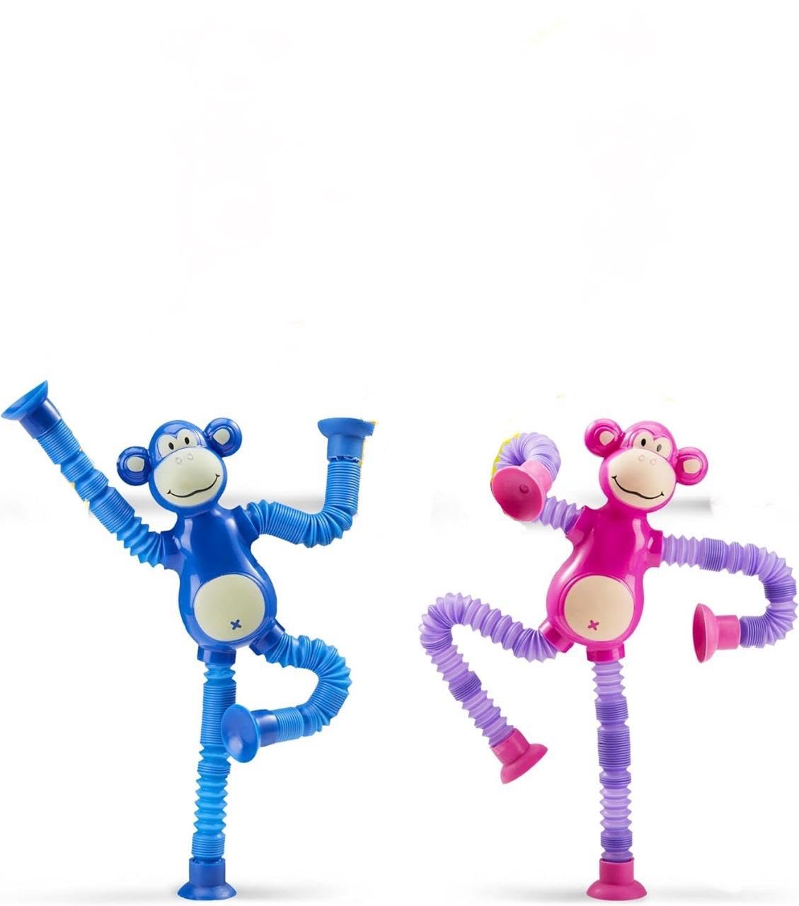 Toy Imagine Telescopic Monkey Suction for Toddlers 2 Pcs – Stretchy Travel Play for 1–3 Year Old Boys & Girls | Flexible Arms | Suction Cups | Sensory Activity | Travel Essential