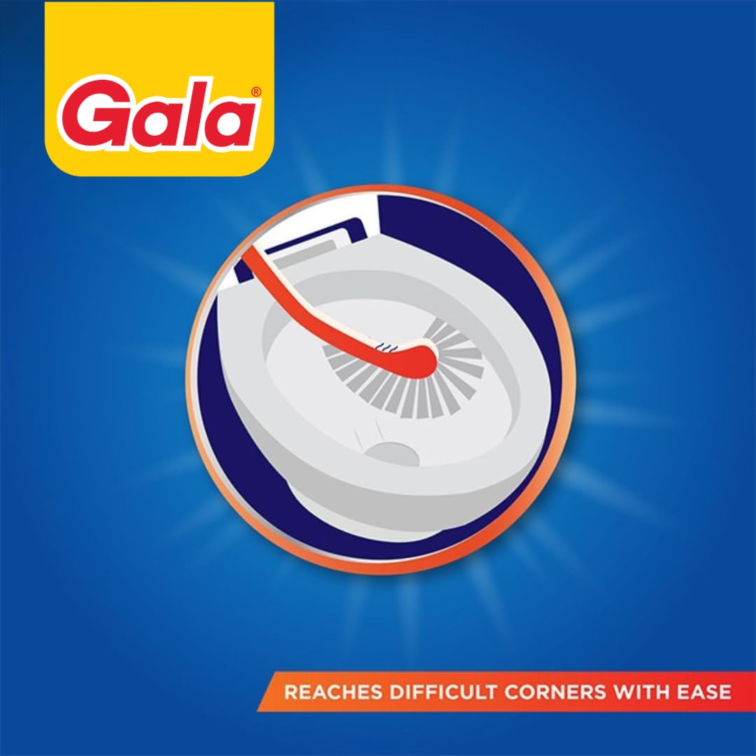 Gala Antibac Antibacteria Toilet Brush for Indian and Western Toilets, Bathroom Toilet Cleaning Brush, White & Red, Pack of 1
