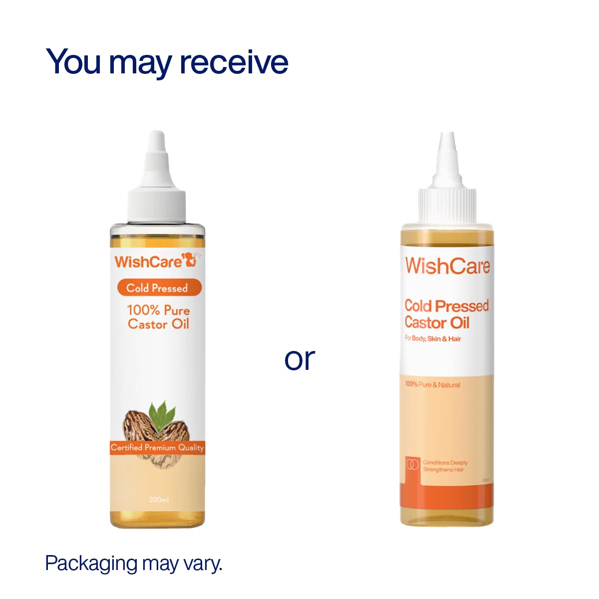 WishCare® Premium Cold Pressed Castor Oil - Pure & Virgin Grade - For Healthy Hair and Skin