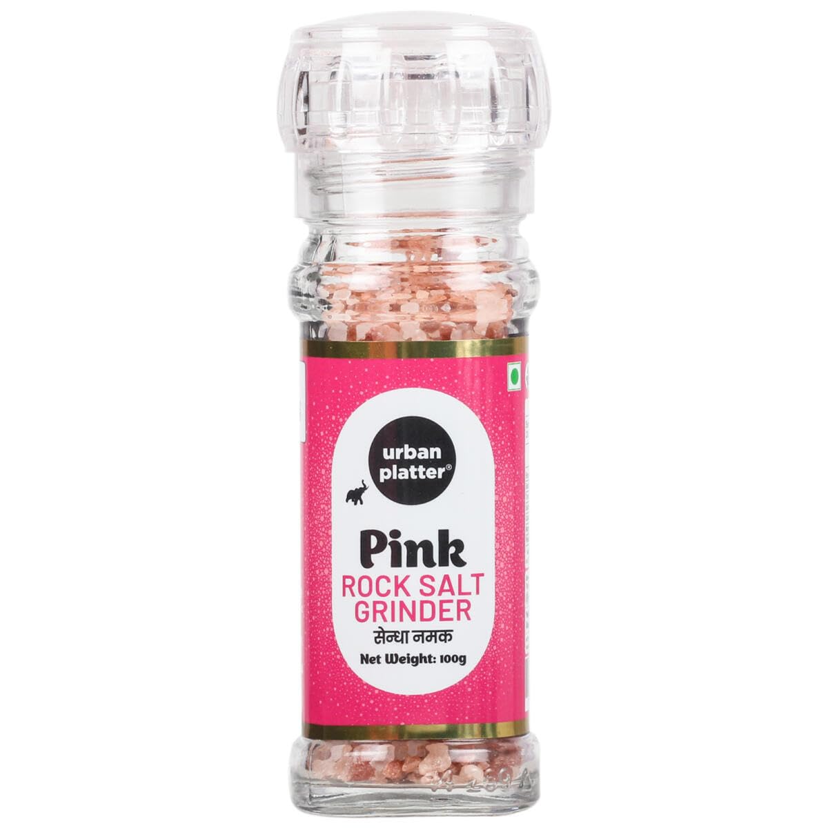 Urban Platter Pink Himalayan Rock Salt Grinder, 100g (Sendha Namak | Easy to Grind | Free from Micro-Plastics | Pure & Natural | Rich in Natural Minerals)
